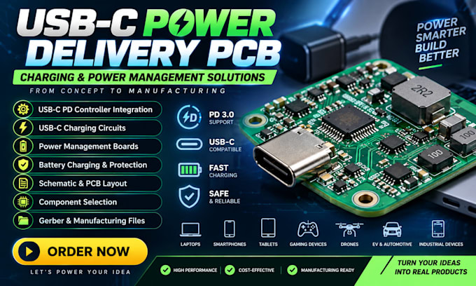 usb c power delivery pcb, usb pd controller, charging and power management board
