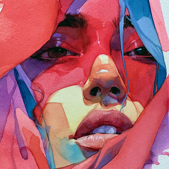 draw handmade watercolor portrait