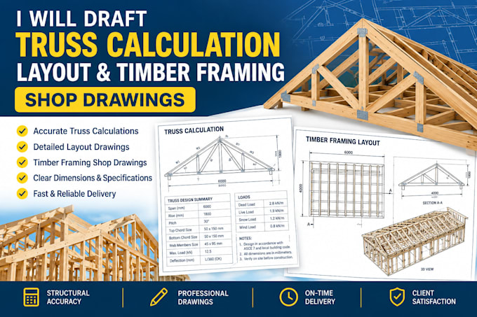 draft truss calculation layout timber framing shop drawings