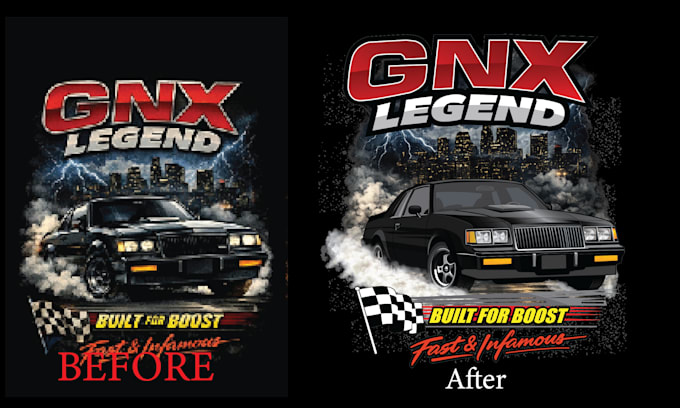 convert ai generated image to high quality car vector t shirt design