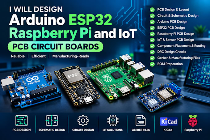 create  kicad pcb design layout and gerber file arduino esp32 raspberry pi