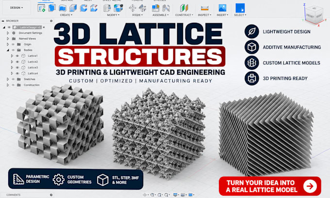 create custom 3d lattice structures 3d printing and lightweight cad engineering