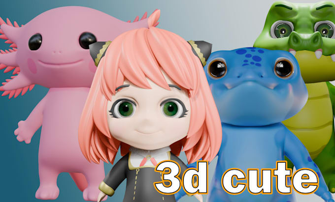design cute 3d characters, action figures for 3d print professionally