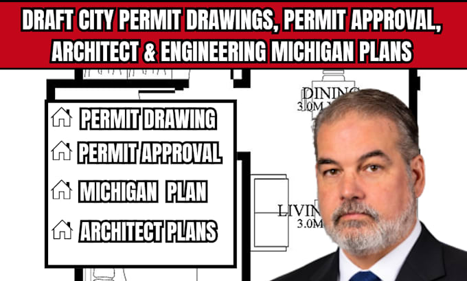 draft city permit drawings, permit approval, architect engineering michigan plan