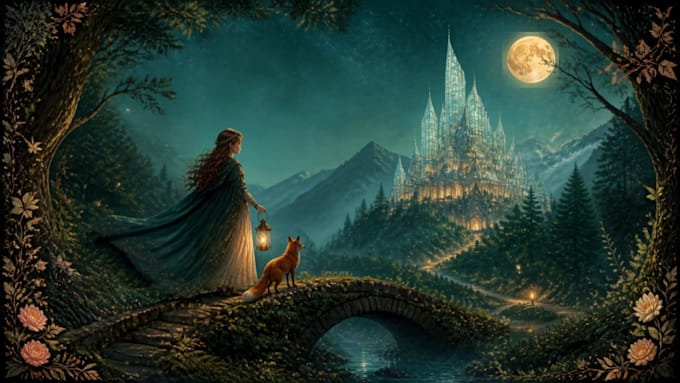 create illustrated fairytale book cover