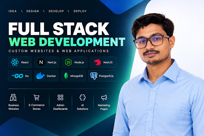do custom website development as full stack developer, nodejs react next