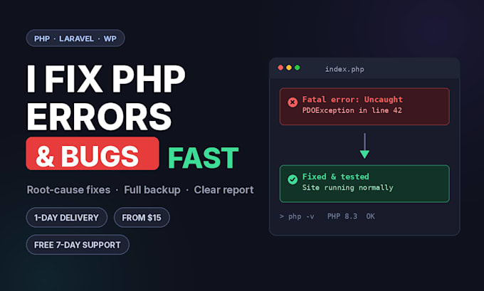 fix PHP errors and bugs in your website fast