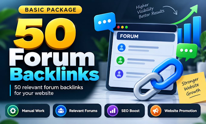 create 50 relevant forum backlinks for SEO