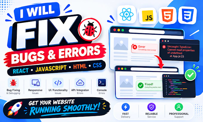 fix bugs and errors in your react or javascript website