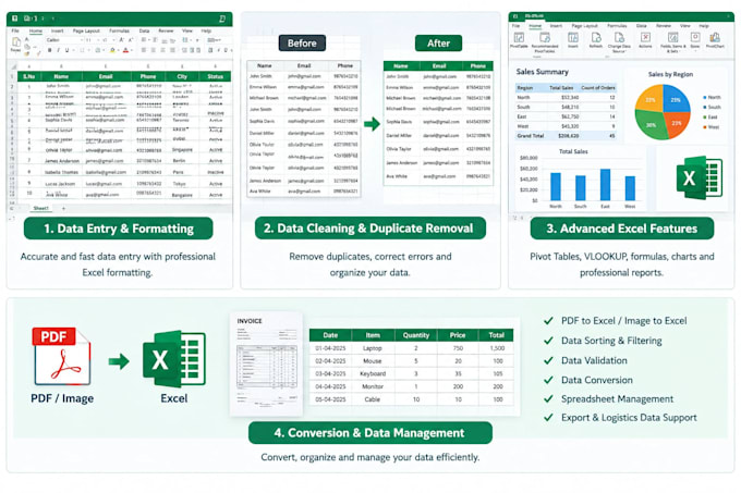 do data entry, excel work and export documentation