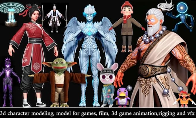 design 3d character modeling, animation, game model and game vfx