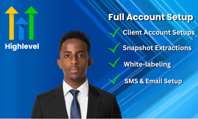 do a full gohighlevel account setup and whitelabeling