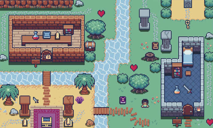 design top down rpg worlds, tilesets and tilemaps ready for playable environment