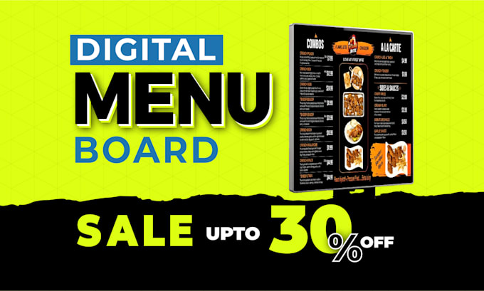 design animated digital TV menu board for halal restaurant
