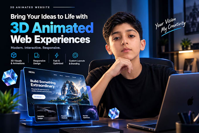 create a custom 3d animated web layout using claude