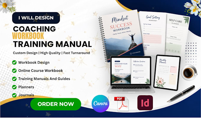 design canva coaching workbook, course workbook, training manual