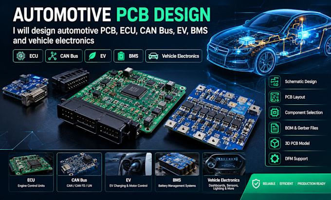 design automotive pcb, ecu, can bus, ev, bms and vehicle electronics