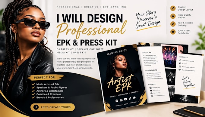 design professional epk, speaker one sheet, dj press kit, press kit