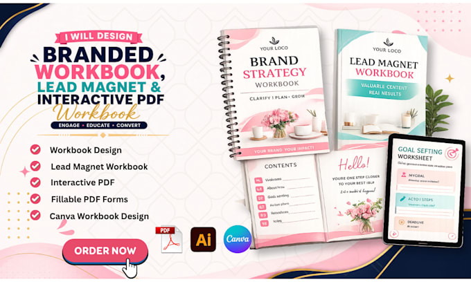 design interactive workbook, lead magnet, PDF guide