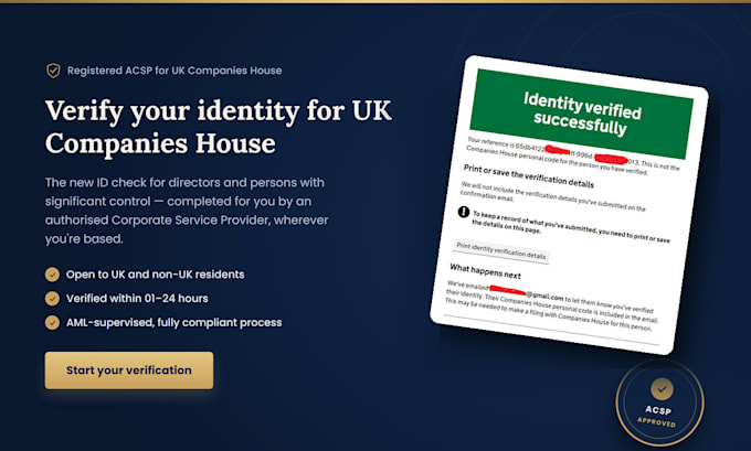 verify your identity with companies house, get your personal code