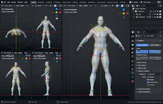 rig your 3d character for animation with a advanced humanoid rig