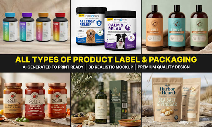 design product label, supplement label with product packaging design