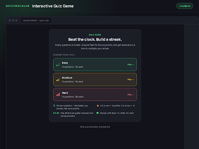 build a fun interactive quiz or study app in javascript