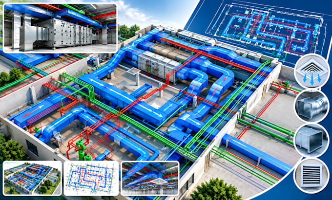 design hvac ductwork, duct sizing and air distribution plans