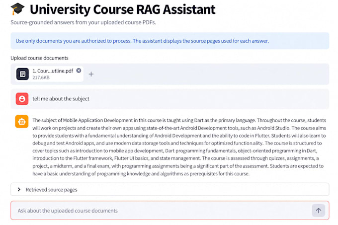 build an ai course assistant from university PDF materials