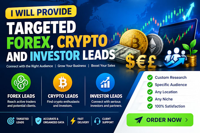 provide targeted forex, crypto, and investor leads