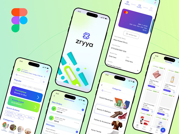design mobile app UI UX design, mobile UI design in figma