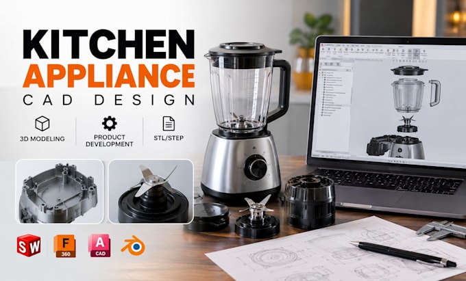 kitchen appliance components, cad design, 3d modeling, product development 3d