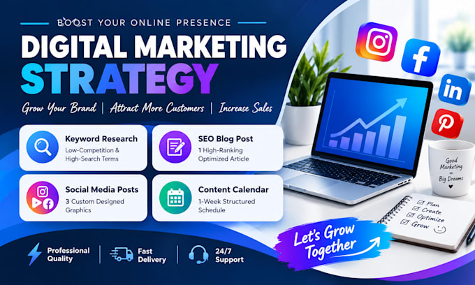 create a complete digital marketing strategy and content calendar