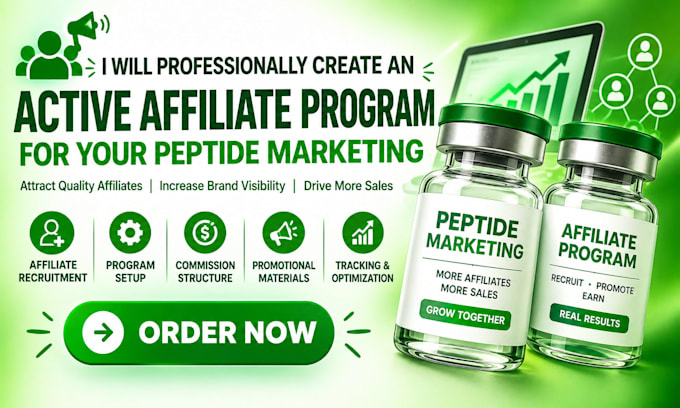 professionally create an active affiliate program for your peptide marketing