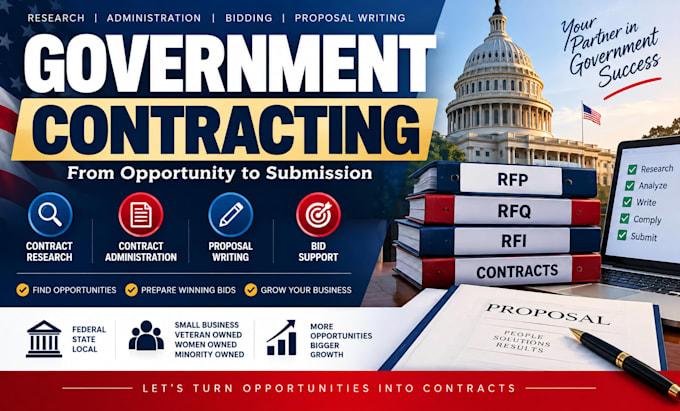 do government contract research, administration, proposal bidding and writing