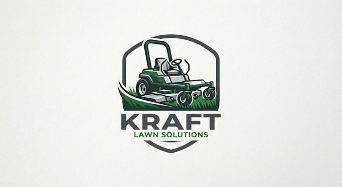 design a professional and powerful lawn mower logo