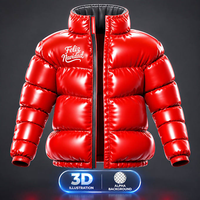 create realistic 3d model for puffer jacket, hoodie, pyjamas and 3d rendering