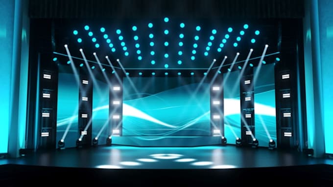 create 3d event stage, concert stage, stage lighting and 3d rendering