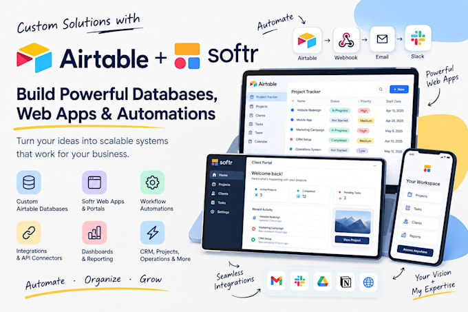 build airtable automation, softr, workflow, database and CRM system