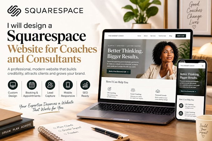 build squarepace executive coaching website design business coach website