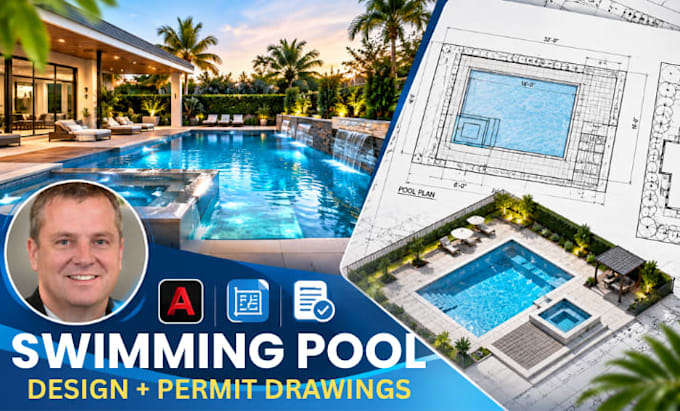 design swimming pool plans, pool permit and construction drawings