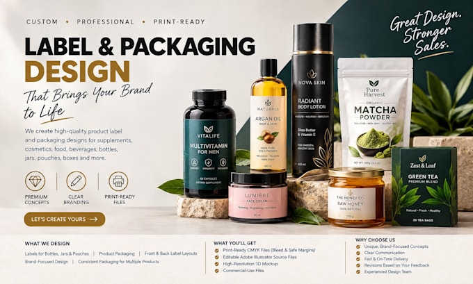 create product label design, label packaging design, product label packaging