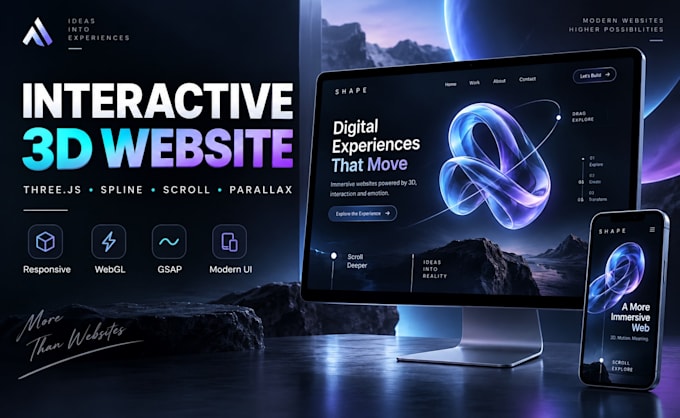 interactive 3d website 3d spline scrolling animation parallax animation threejs