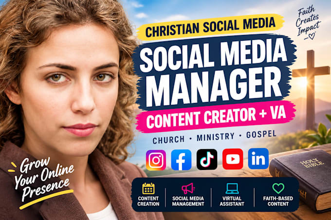 be a christian social media manager, virtual assistant, content creator