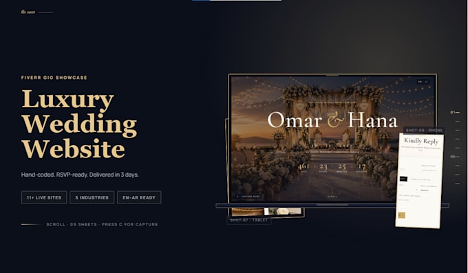 design a modern wedding website with rsvp
