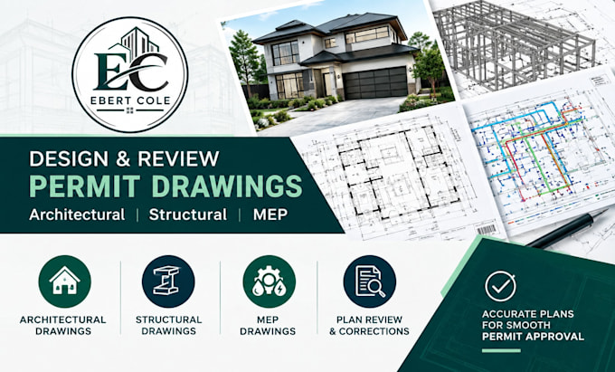 design and review architectural structural, mep permit drawings