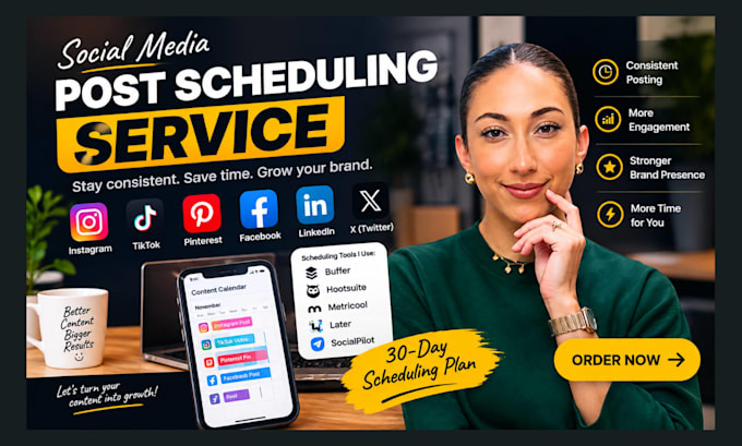 schedule instagram tiktok pinterest facebook post on hootsuite buffer metricool