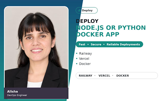 deploy nodejs or python docker app on railway, vercel,netify
