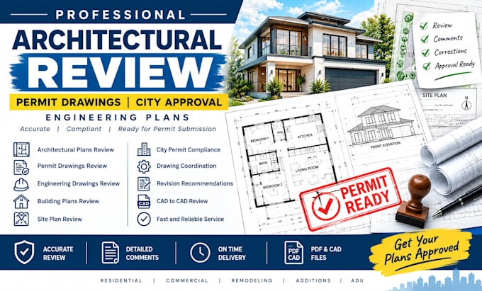 architectural review, stamp permit plans engineering drawings city approval