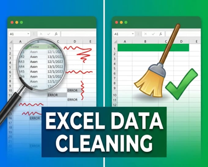 clean data, sort, format, split, merge in excel